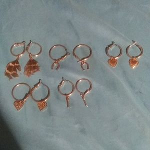 time & tru gold mini hoop earrings w/charms